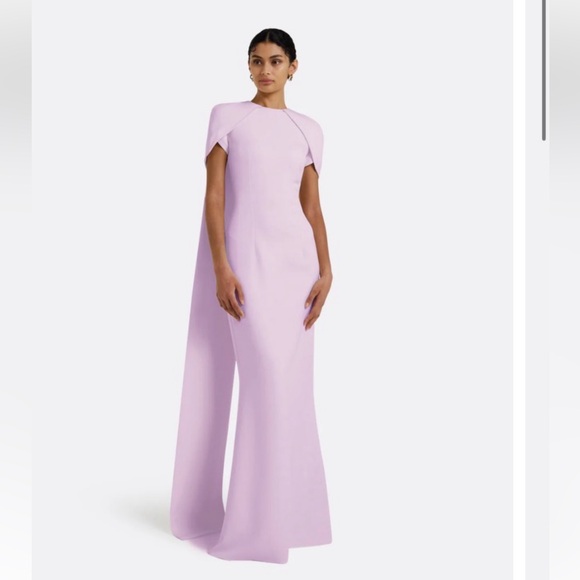 Purple Asymmetrical Cap Sleeve Wedding Gown